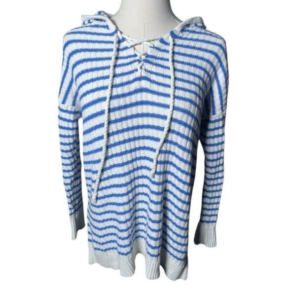 Aerie Small Knit Sweater Pullover Tops Long Tie Up Boho Indie Y2K White Cotton S - Picture 1 of 8